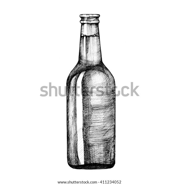 Sketch Bottle Hand Drawing Beer Bottle Stock Illustration 411234052