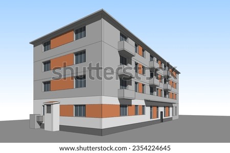 Sketch of a building 3d rendering