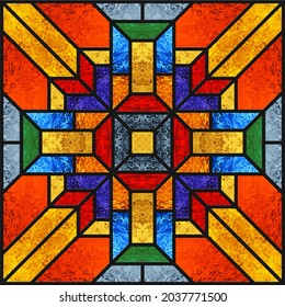 Sketch colored stained glass window  Church  Abstract stained  glass background  Art Deco  Bright colors  colorful  Modern stained glass  Architectural decor  Design interior  Template for design 