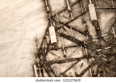 Sketch Of A Communications Tower High Overhead