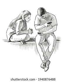 Male And Female Sitting Together Sketch Images Stock Photos Vectors Shutterstock