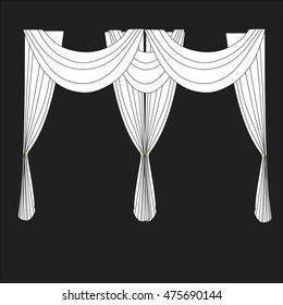 Curtain Sketch Outline Transparent Background Hand Stock-vektor