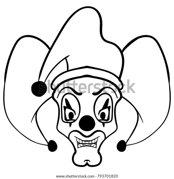 Sketch Draw Jester Face Cartoon Tattoo Stock Illustration