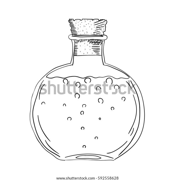 Sketch Drawing Bottle Cork Isolated Object Stock Illustration 592558628