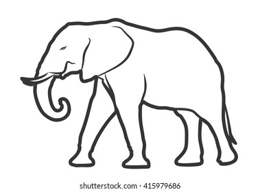 Elephant Cartoon Line Drawing Hand Drawn Stock Vector (Royalty Free ...