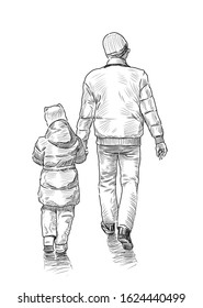 Sketch Father His Little Daughter Going Stock Illustration 1624440499 ...