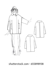 Sketch Female Coat Set Fashion Design Stock Illustration 655898938 ...