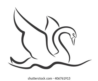 Sketch Floating Swan Stock Illustration 406761913 | Shutterstock