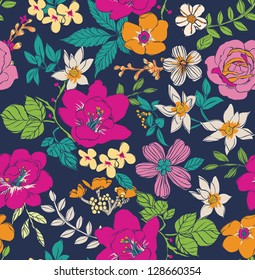 Sketch Flower Seamless Pattern Background Stock Vector (Royalty Free ...