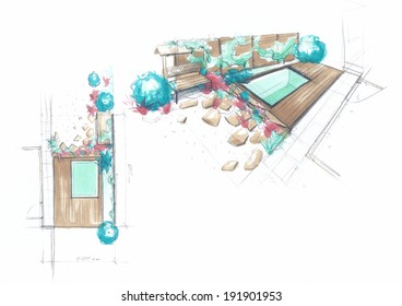 Sketch Of A Garden Idea Conceptual Design