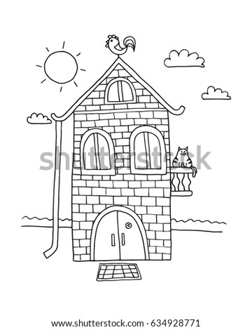 Sketch Home Villa Outline Illustration House Stock Illustration