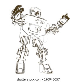 Sketch Humanoid Robot Isolated On White Stock Illustration 190943057 ...