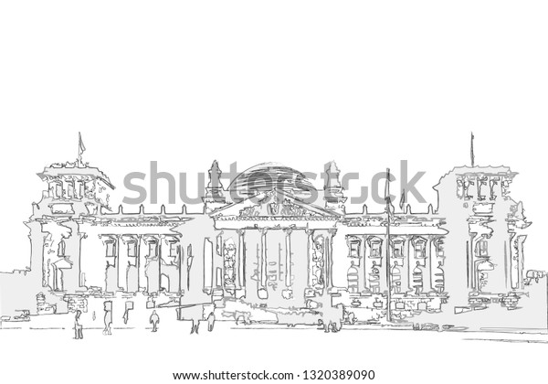 Sketch Illustration Reichstag Bundestag Building Berlin Stock 