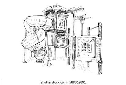 3,720 Kids playground sketch Images, Stock Photos & Vectors | Shutterstock