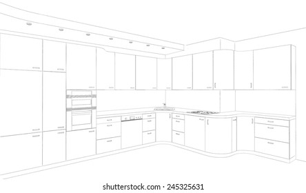 Sketch Kitchen Modern Design Project 260nw 245325631 