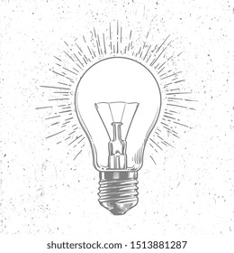 Sketch Light Bulb On Grunge Background Poster