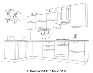 Kitchen Drawing Images, Stock Photos & Vectors | Shutterstock