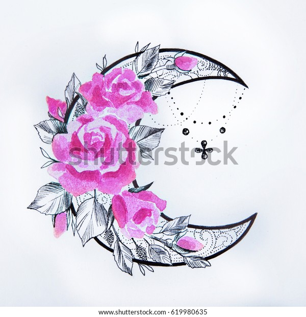 Sketch Moon Flowers On White Background Stock Illustration 619980635,How To Price Garage Sale Items 2018