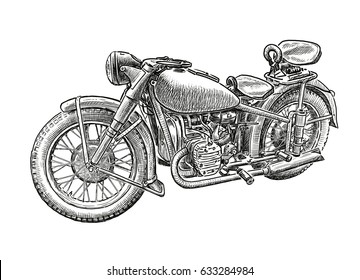 Sketch Of An Old Motorbike