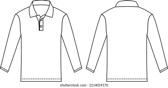 Sketch Outline Long Poloshirt Tamplate