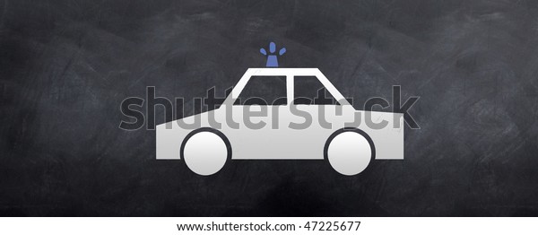 A sketch of\
Police car cruiser on a\
blackboard.