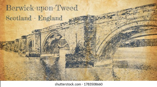 Sketch Of Railway Bridge In Berwick Upon Tweed, Scotland