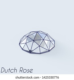 Sketch Of A Rose Cut Diamond With A Title On White Background. 3D Illustration