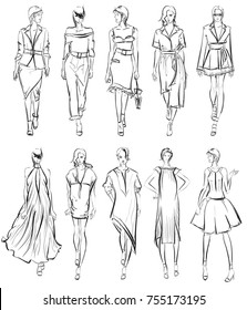 Similar Images, Stock Photos & Vectors of Outline sketch of women in