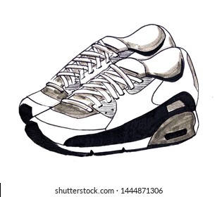 Sketch Sneakers White Black Stock Illustration 1444871306 | Shutterstock