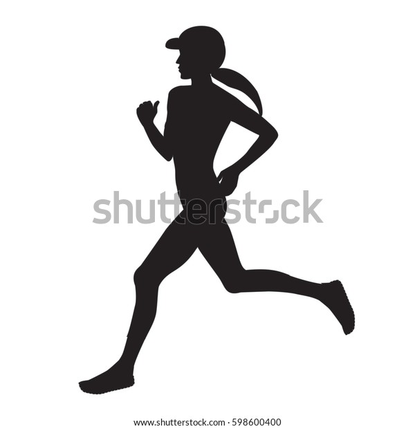 Sketch Sporty Woman Running Isolated On Stock Illustration 598600400