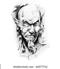 Sketch Tattoo Art Death Stock Illustration 64377712