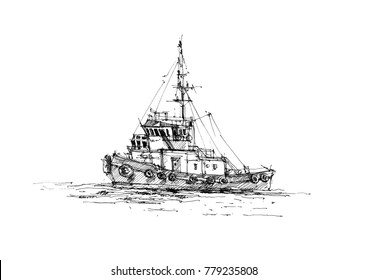 196 Tugboat sketch Images, Stock Photos & Vectors | Shutterstock