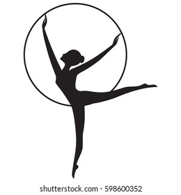 sketch Woman gymnast with the hoop isolated on a white background art creative  design element  bitmap image