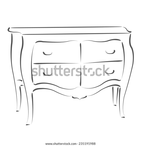 Sketched Chest Drawers Design Template Label Stock Illustration