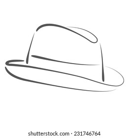 vintage mans fedora hat label isolated stock vector royalty free