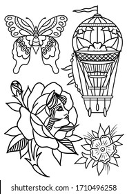 Sketches Traditional Old School Tattoos Stock Illustration 1710496258 ...