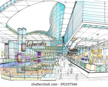 Shopping Mall Drawing Images, Stock Photos & Vectors | Shutterstock