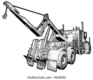 A Sketchy Schematic Illustration Of A Tow Truck.