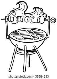 Skewer Barbecue Cartoon Line Art Stock Illustration 35884333 