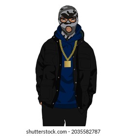 Ski Masked 2d Character Design Stock Illustration 2035582787 | Shutterstock