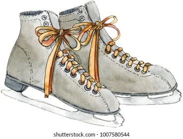 Ski skates shoes illustration