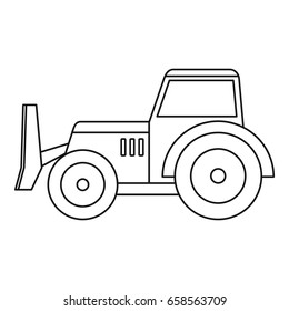 Skid Steer Loader Bulldozer Icon In Outline Style Isolated  Illustration