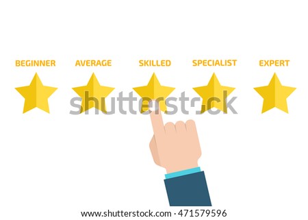 Skill Level concept with star and hand