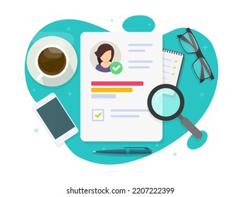 Skills Professional Career Test Review Or Employee Aptitude Ability Of Talent Search Recruitment Flat Graphic Illustration, Hire Candidate Cv Document Paper Expert Quiz Assess, Personality Report