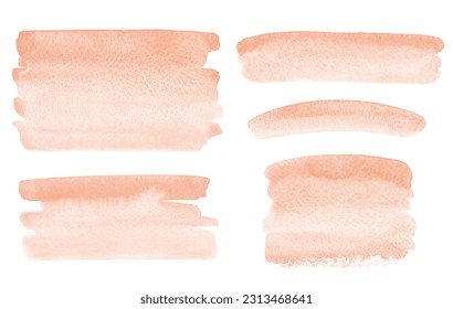 Skin, flesh color, light rose beige gradient watercolor brush strokes, stripes set. Banners collection, rectangle shape. Painted watercolour stains textures. Aquarelle templates, text backgrounds.