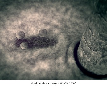 Skin Under Microscope, Scanning Electron Microscope, Image Of Skin With Hair, Camera Flies Over The Surface Of The Skin,  Digitally Created Animation, 3d Illustration Of Hair, Fungus Killing The Hair