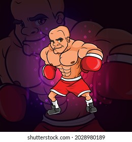The skinny head the boxing for esport mascot design illustration