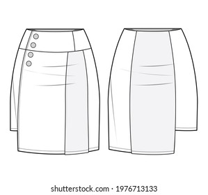 Skirt Fashion Flat Sketch Template Technical Stock Illustration ...