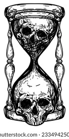 skull art tattoo hourglass sketch black   white