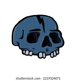 Skull Blue Lightning Background White